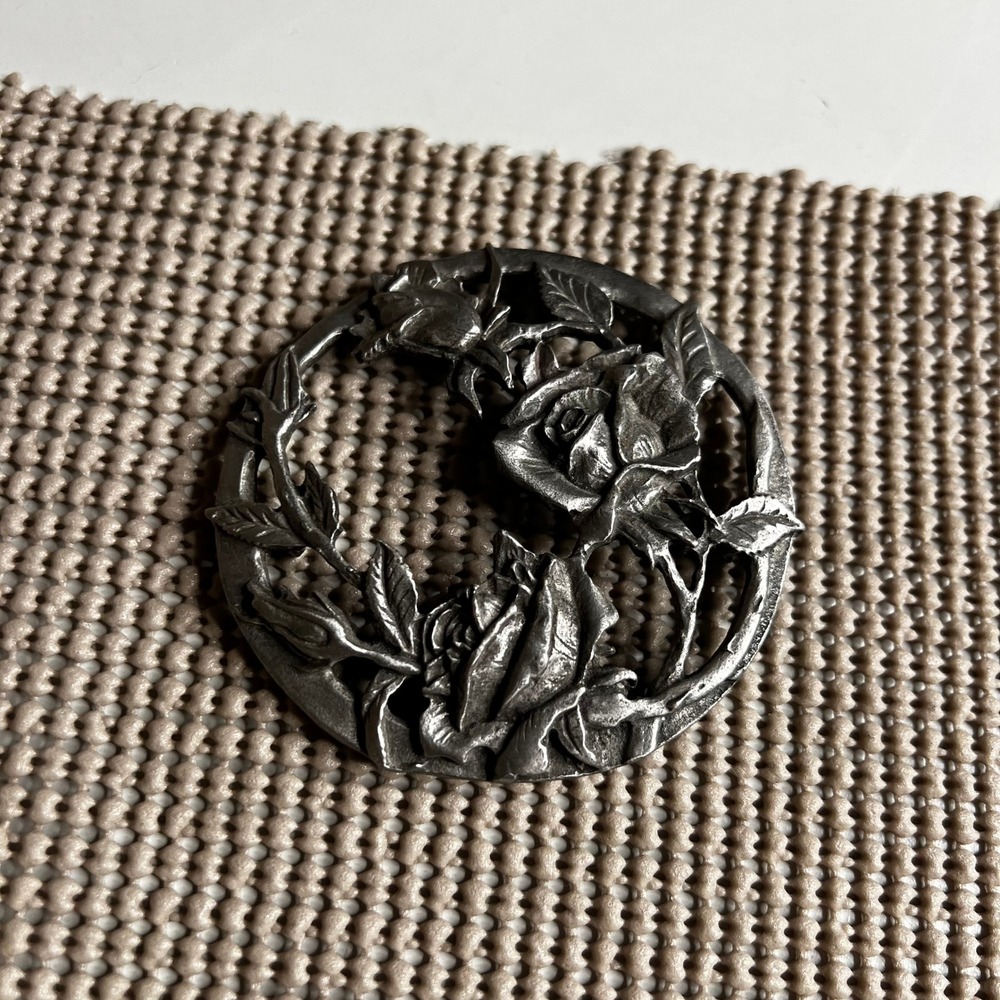 Vintage Seagull Pewter Rose Jar Lid Topper 1989 Canada P02828 Flower Decor